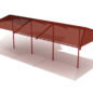 Shaded 3-Bay Single Post Swing with Terra Cotta Shade and Brick Red Frame