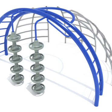 Delta Pod Climber Dome Station - Cobalt Blue Posts, Silver Rails, and Gray Pods