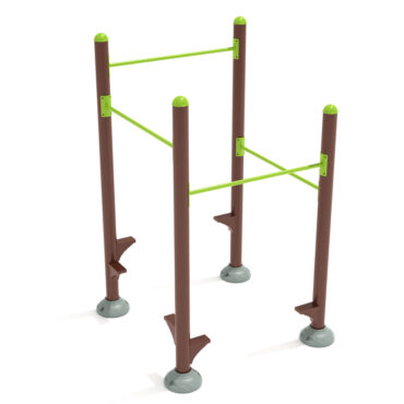 Inclined Quadruple Station Chin Up Bars - Brown Posts/Lime Green Rails