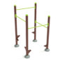 Inclined Quadruple Station Chin Up Bars - Brown Posts/Lime Green Rails