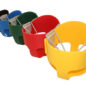Bucket seat color options in yellow, red, green, blue or black