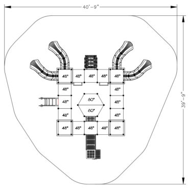 Castle Grey Maw Castle Spark Playground Structure - Top View 2D