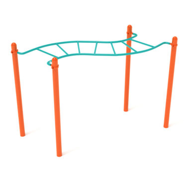 Wavy Overhead Scaling Ladder - Orange Posts/Teal Rails