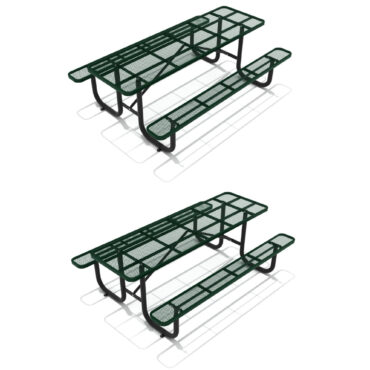 The 8 foot Expanded Steel Picnic Table in Dark Green can also be purchased as a set of two