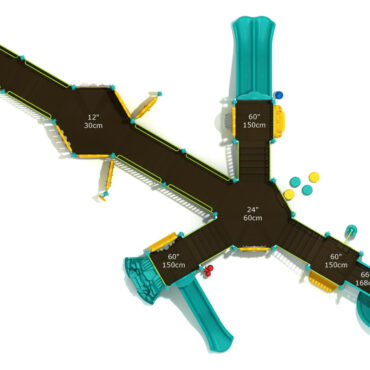 Bowling Berm Inclusive Play Structure Top View in  Charged Color Scheme
