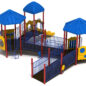 Gretna Greens Inclusive Play Structure Front View in Primary Color Scheme