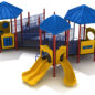Gretna Greens Inclusive Play Structure Back View in Primary Color Scheme