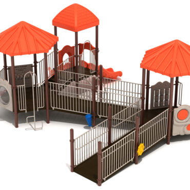 Gretna Greens Inclusive Play Structure Front View in Cascade Color Scheme