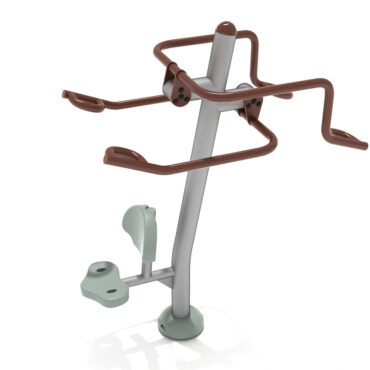 Accessible Double Station Lat Pull Down with Brown Post and Silver Rails