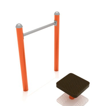 Assisted Chin Up Station with Orange Posts and Silver Rail & Caps