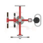 Accessible Quadruple Gym Station with Brick Red Post and Rails with Silver Exercise Stations