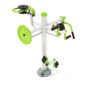Accessible Quadruple Gym Station with White Post and Rails with Lime Green Exercise Stations