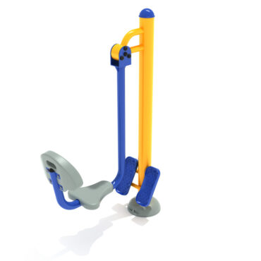 Single Station Leg Press with Sunglow Yellow Post, Cobalt Blue Rail, Gray Seat and Cobalt Blue Foot Rests