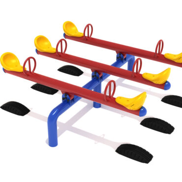 Classic Seesaw 6 Seat with Brick Red Rails, Cobalt Blue Posts and Sunglow Yellow Seats