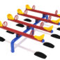 Classic Seesaw 8 Seat with Brick Red Rails, Cobalt Blue Posts and Sunglow Yellow Seats