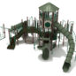 Brentwood Country Max Structure - Front  View with Brown Posts, Rainforest Green Rails, and Beige & Mossy Stone Plastics