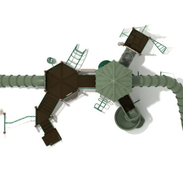Brentwood Country Max Structure - Top View with Brown Posts, Rainforest Green Rails, and Beige & Mossy Stone Plastics