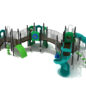 Tuxedo Ridge Max Structure - Front View with Matte Black Posts, Silver Rails, and Lime Green & Teal Plastics