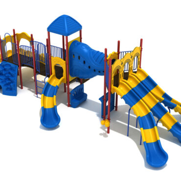 Cactus Corner Playground Structure Back View in Primary Color Scheme