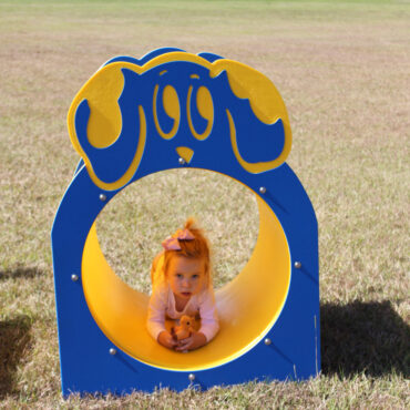 Duke the Dog in Blue and Yellow
