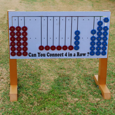 White Connect 4 Panel with 4x4 Cedar Colored Portable Legs