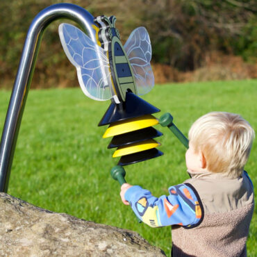 The Bumblebee Outdoor Instrument is visually stimulating and playful